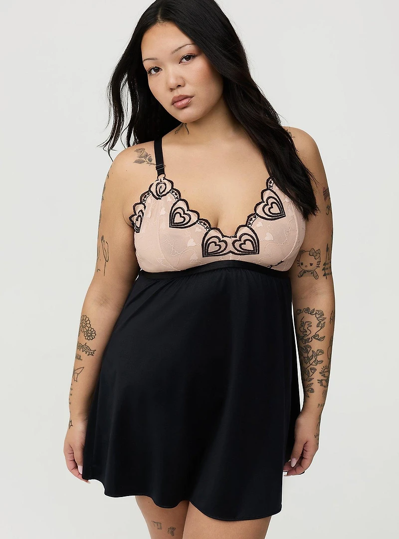 Coquette Heart Lace Slip