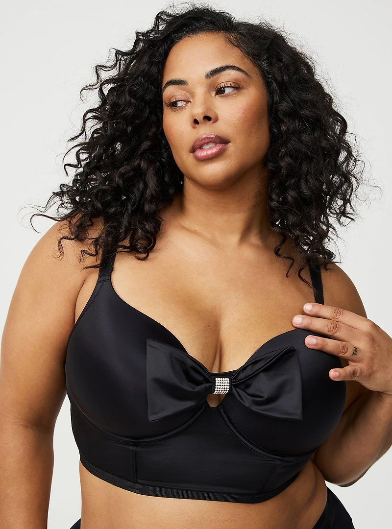 XO Plunge Push-Up Longline Bow Bra