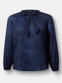 Embroidered Tie-Front Blouse