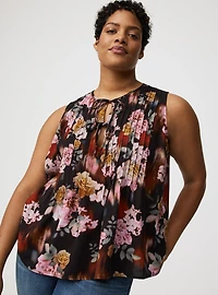 Pintuck Tie-Front Tank