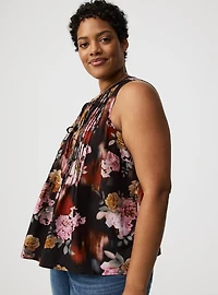 Pintuck Tie-Front Tank