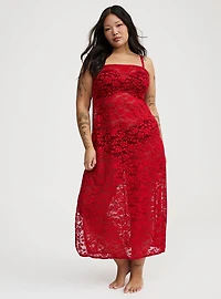 Strapless Lace Maxi Dress