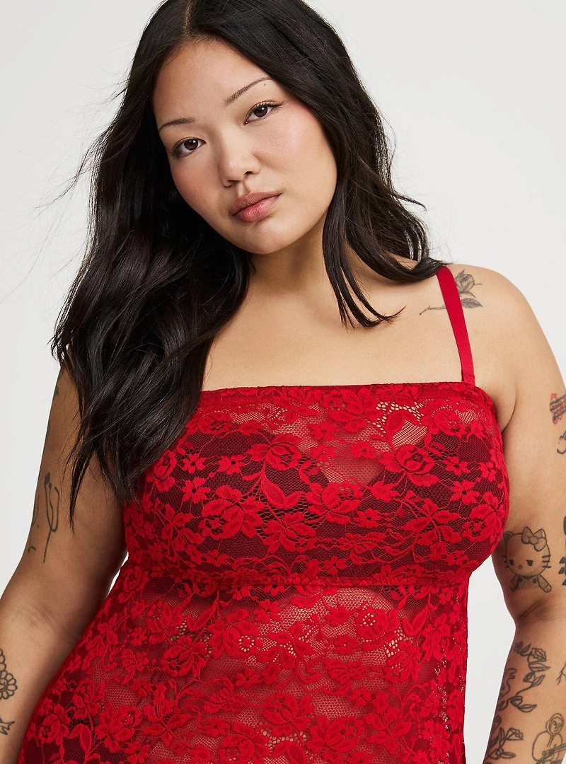 Strapless Lace Maxi Dress