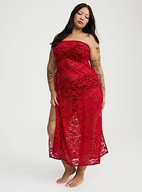 Strapless Lace Maxi Dress