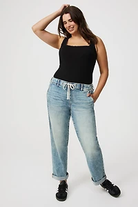 Pointelle Square Neck Lace Trim Tank