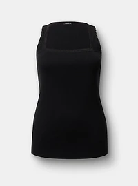 Pointelle Square Neck Lace Trim Tank