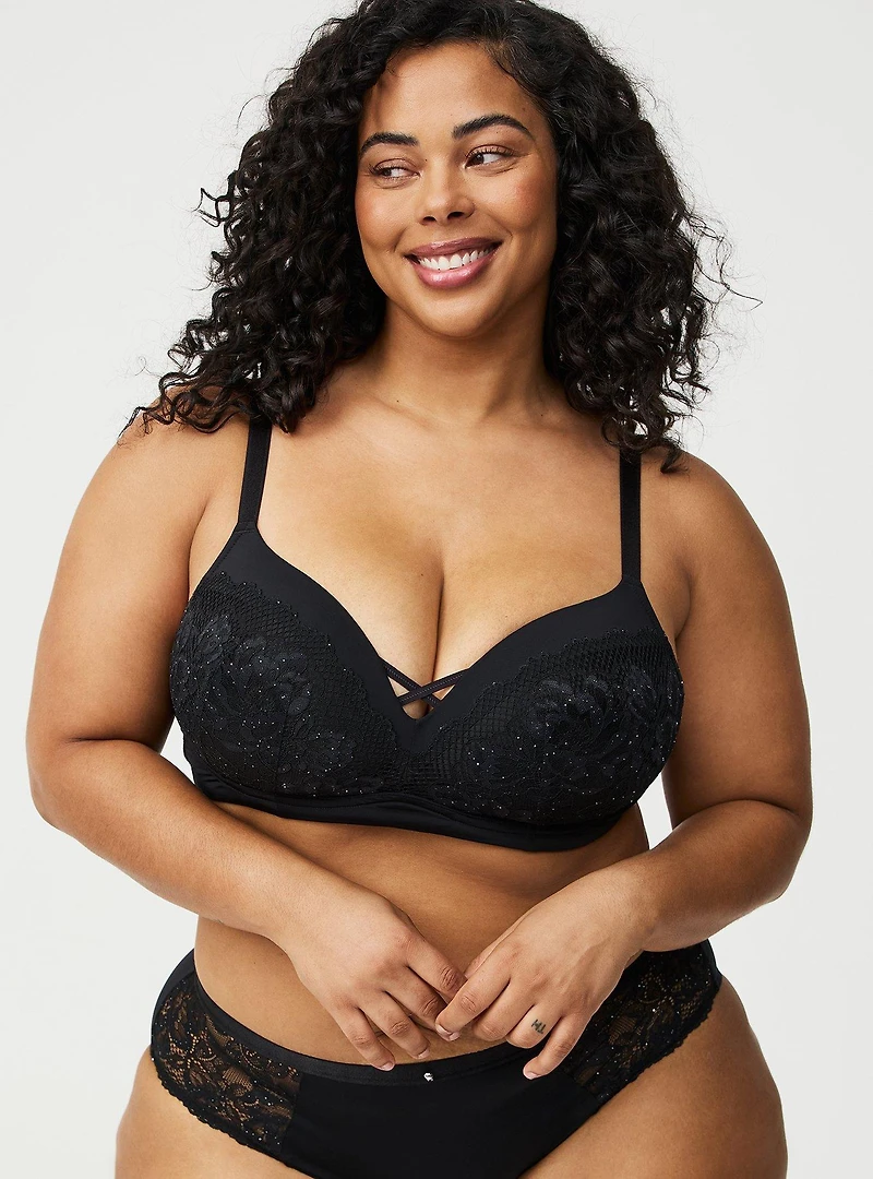 Wire-Free Push-Up Sequined Bra