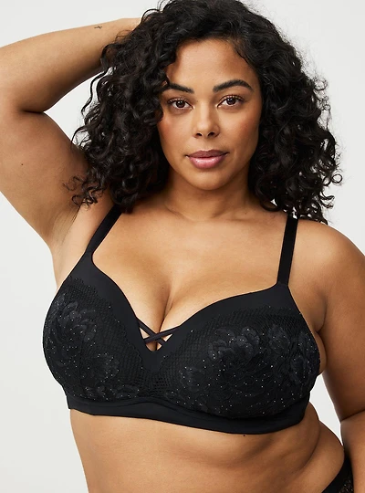 Wire-Free Push-Up Sequined Bra
