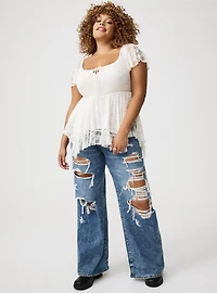 Ruffle Hanky Hem Tunic Top