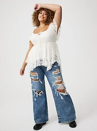 Ruffle Hanky Hem Tunic Top