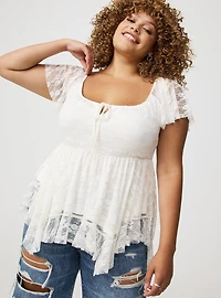 Ruffle Hanky Hem Tunic Top