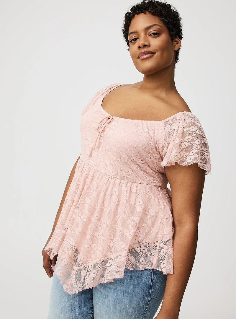 Ruffle Hanky Hem Tunic Top