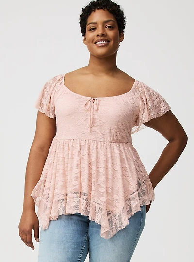 Ruffle Hanky Hem Tunic Top