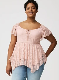Ruffle Hanky Hem Tunic Top