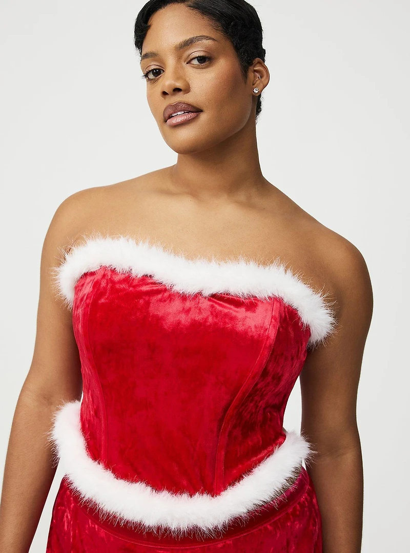 Marabou Velour Bustier