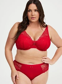 XO Plunge Push-Up Heart Lace Bra