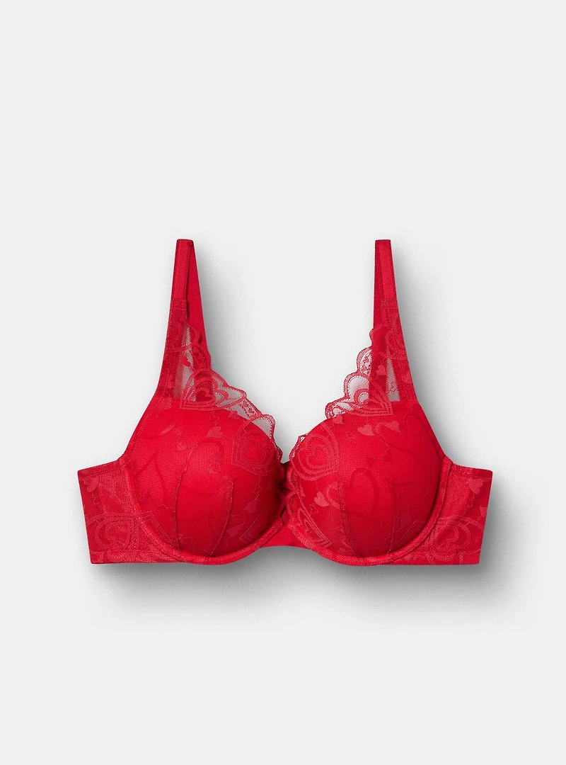 XO Plunge Push-Up Heart Lace Bra