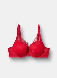XO Plunge Push-Up Heart Lace Bra