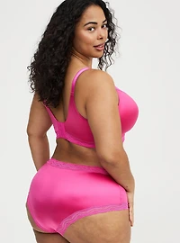 Shine Microfiber Mid-Rise Lace Trim Brief Panty