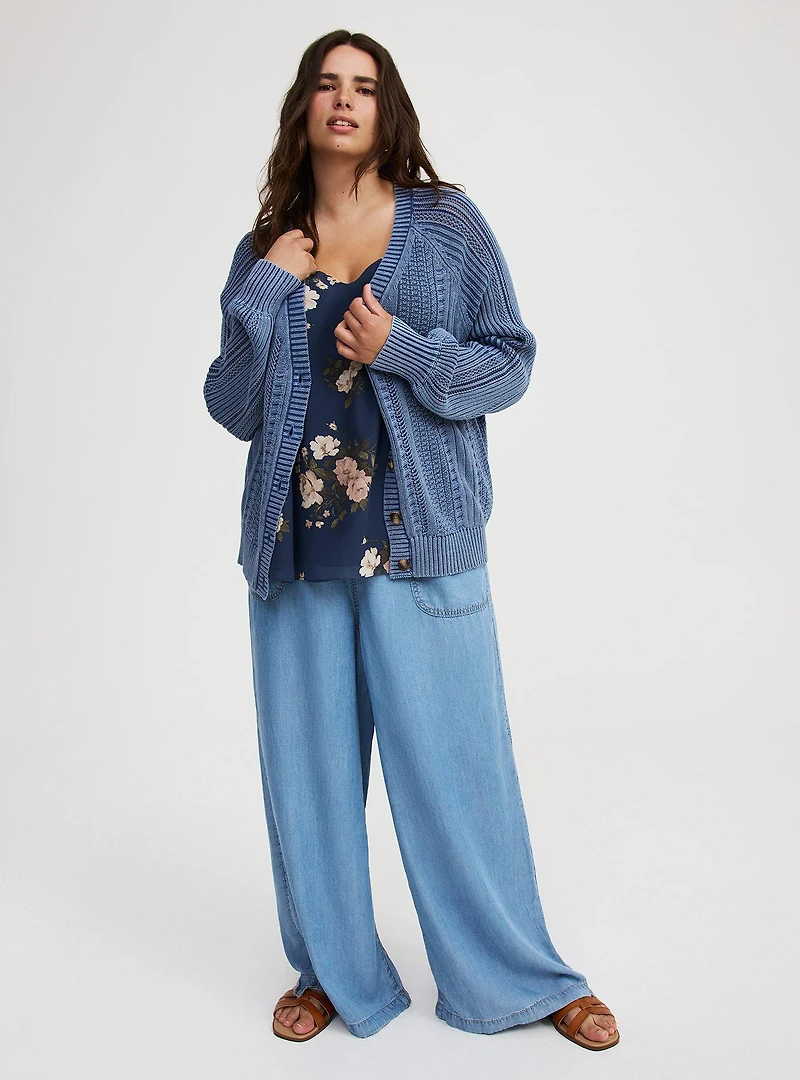Button-Up Cable Knit Cardigan