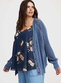 Button-Up Cable Knit Cardigan