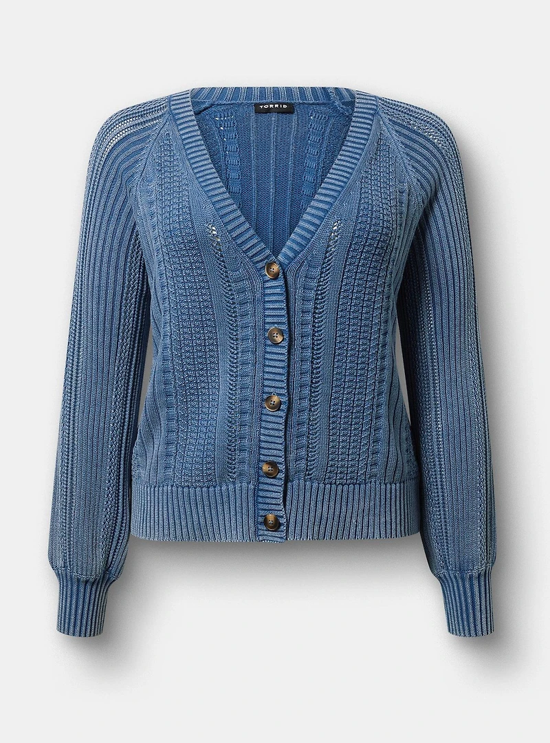 Button-Up Cable Knit Cardigan