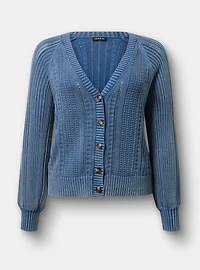 Button-Up Cable Knit Cardigan