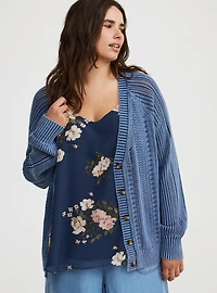 Button-Up Cable Knit Cardigan
