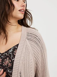 Button-Up Cable Knit Cardigan