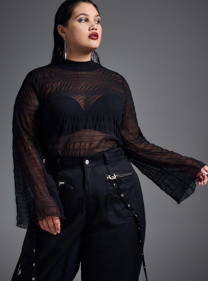 Nightfall Mock Neck Bell Sleeve Top