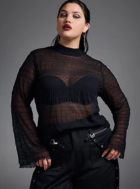 Nightfall Mock Neck Bell Sleeve Top