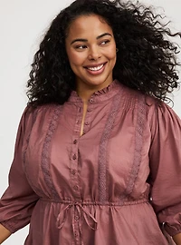 Button-Front Tie-Waist Blouse