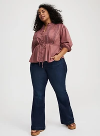 Button-Front Tie-Waist Blouse