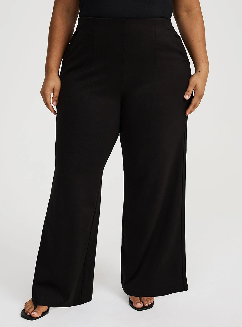 Pull-On Wide-Leg Lightweight Ponte Pant