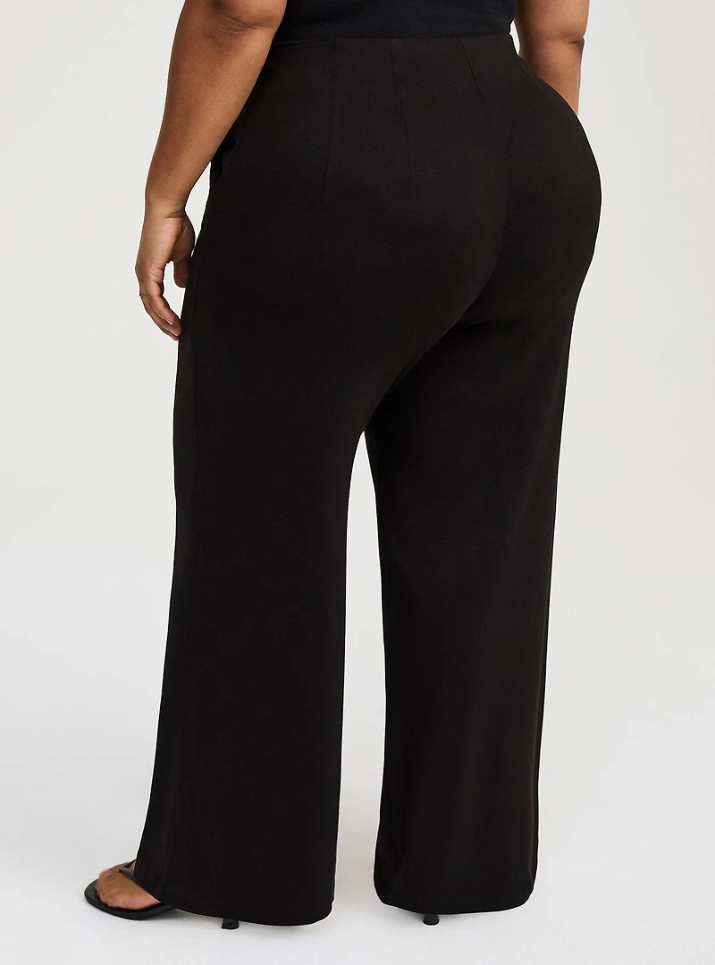 Pull-On Wide-Leg Lightweight Ponte Pant