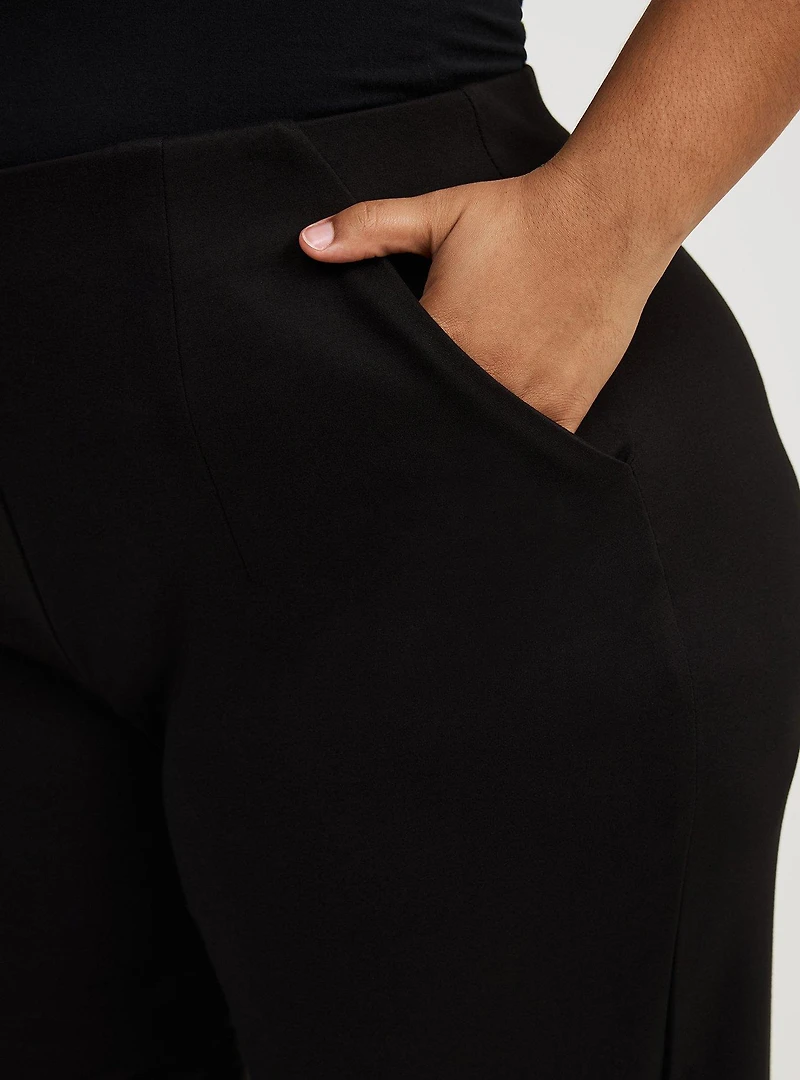 Pull-On Wide-Leg Lightweight Ponte Pant