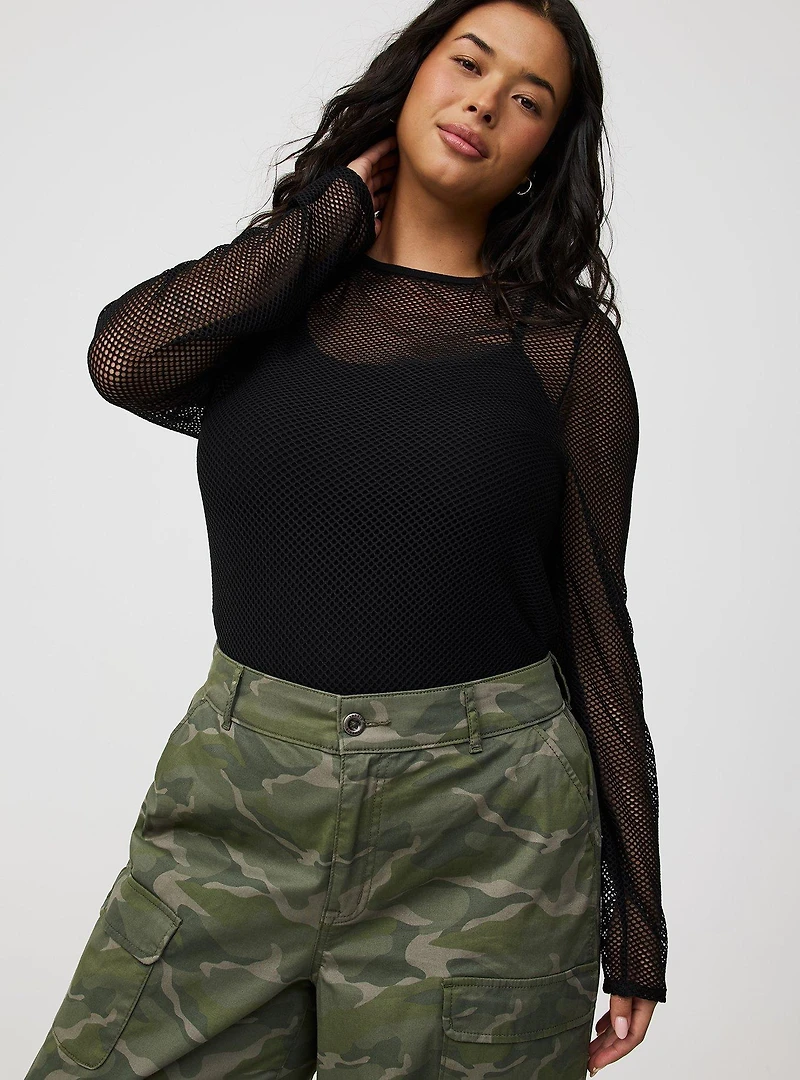 Fishnet Long-Sleeve Top