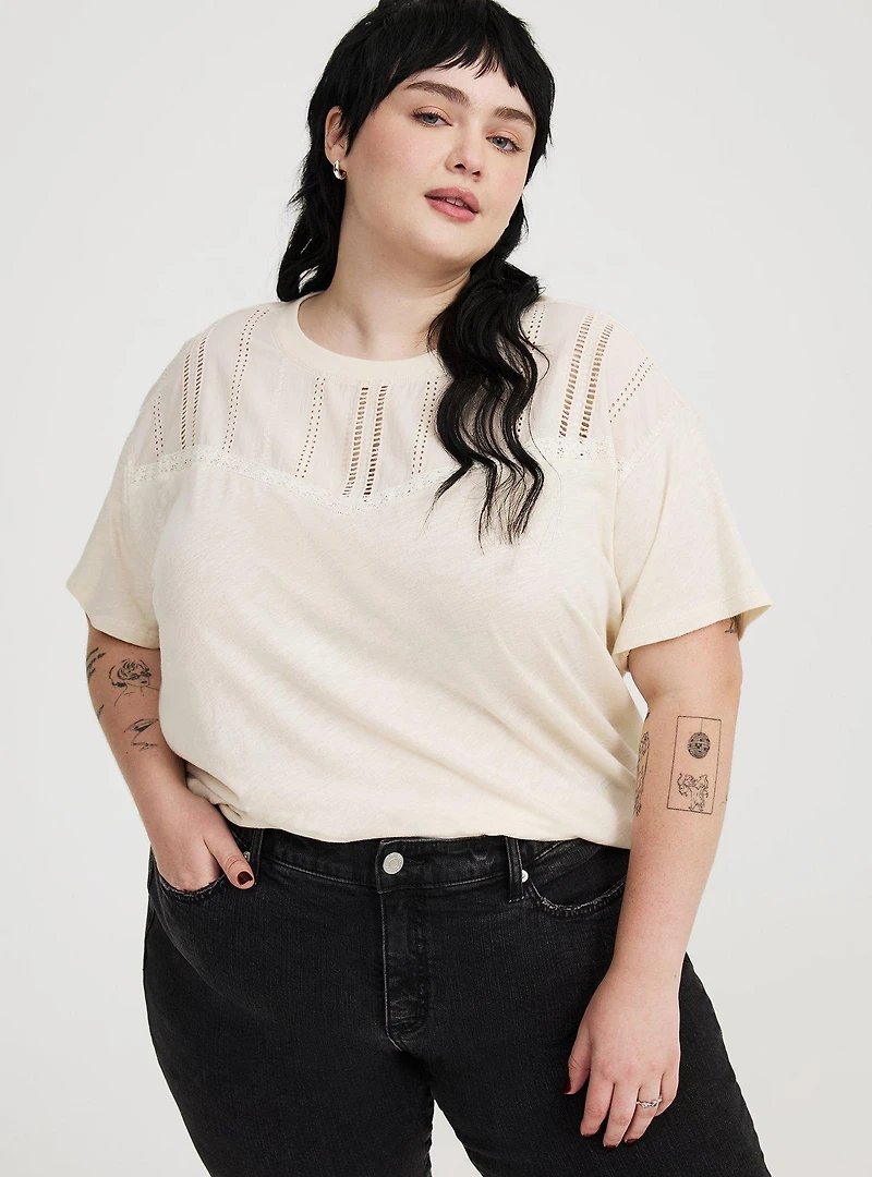 Heritage Slub Woven Yoke Crew Tee