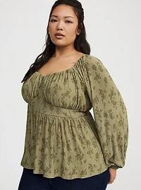 Cinch Front Babydoll Top