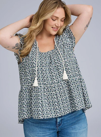 Belle Isle Tie-Front Tiered Top