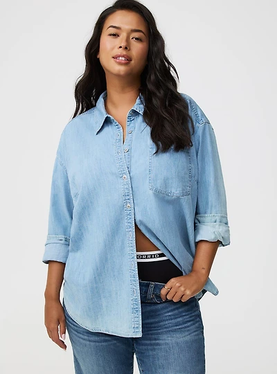 Oversized Denim Tunic Shirt