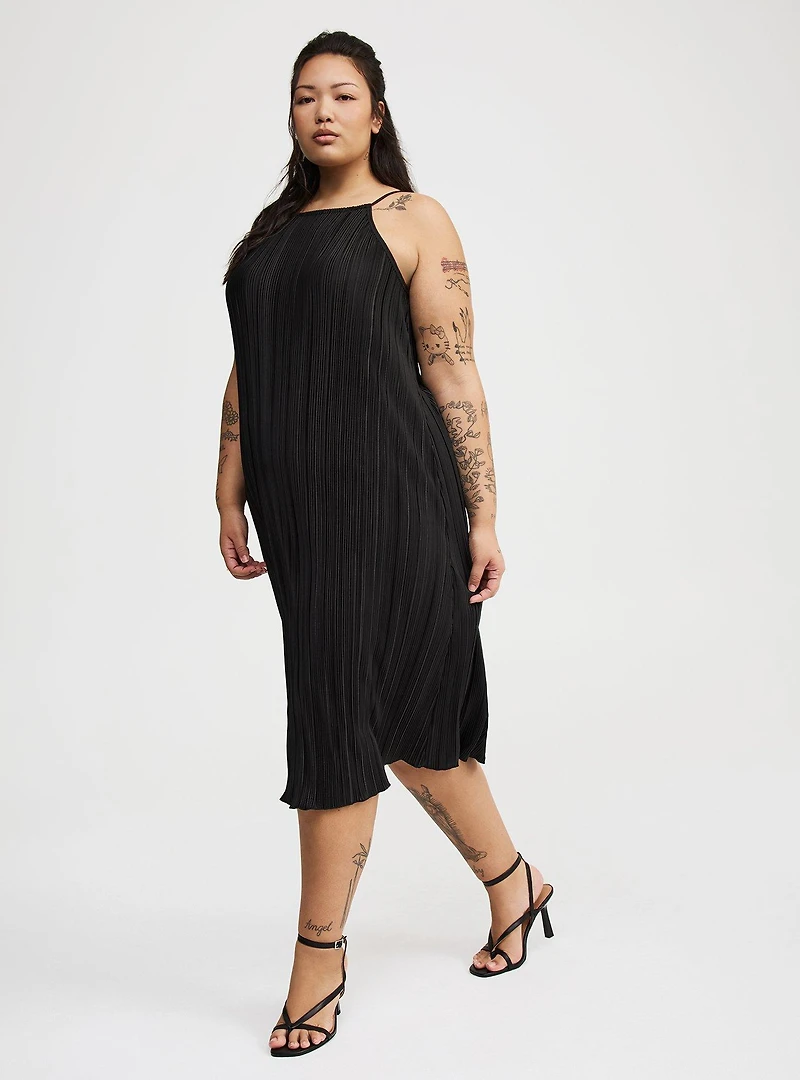 Knit Plisse Midi Dress