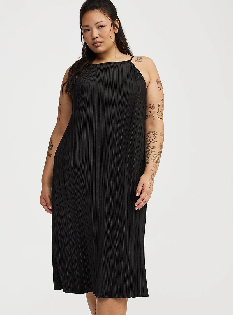Knit Plisse Midi Dress