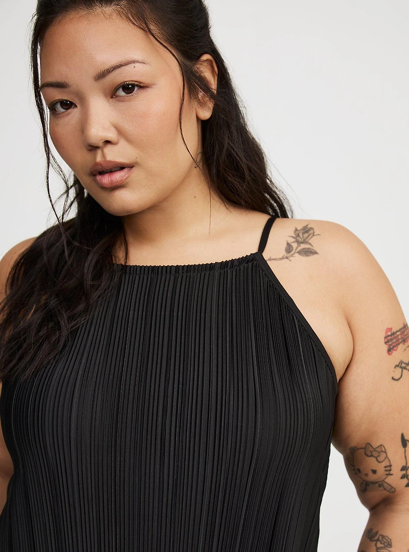 Knit Plisse Midi Dress