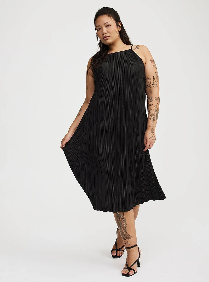 Knit Plisse Midi Dress