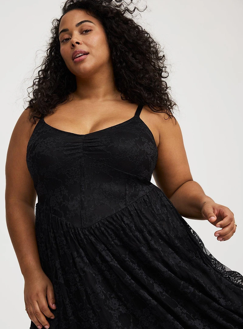 Stretch Lace Bustier Maxi Dress