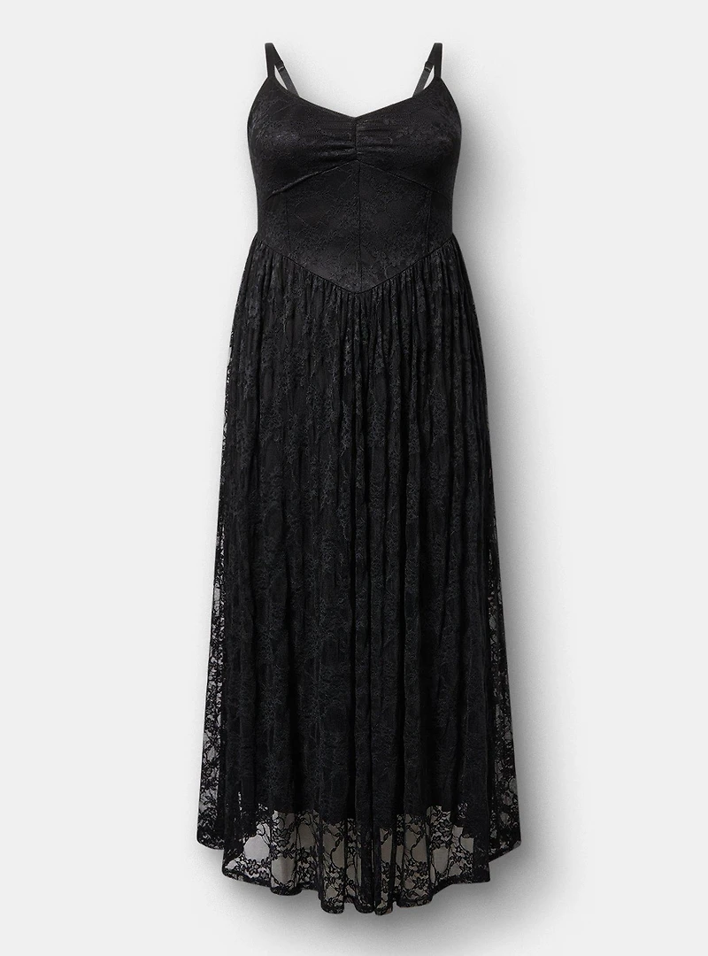 Stretch Lace Bustier Maxi Dress