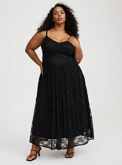 Stretch Lace Bustier Maxi Dress