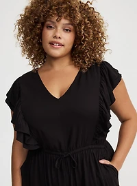 Flutter-Sleeve V-Neck Jumpsuit