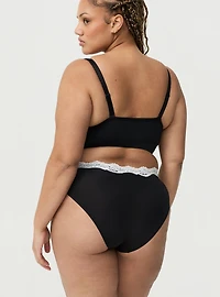 Second Skin Lace Trim Mid-Rise Hipster Panty